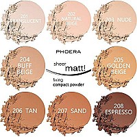 2 Pack Phoera Matte Face Powder Control Oil Brighten Skin Color Cover Blemish Makeup Face Setting Setting Powder 201Transluc