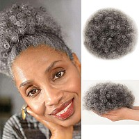 Moonshow Ombre Grey Afro Puff Drawstring Ponytail Natural Kinky Curly Ponytail Hair Extension For Black Women African American S