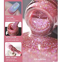 Holographic Pink 9D Cat Eye Shiny Gel Polish Glitter Soak Off Nail Polish With Magnetic Stick For Nail Salon 15Ml05Fl Oz