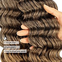 ToyoTree Ocean Wave Crochet Hair - 12 Inch 8 Packs Ombre Light Brown to Blonde Crochet Braids, Synthetic Braiding Hair Extensions (12 inch, T4/27)