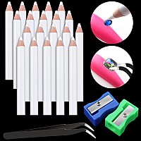 Rhinestones Picker Pencil For Nail Art Gem Crystal Pick Up Tool 335Inch Rhinestone Pickup Pen 20Pcs With Pencil Sharpener 2Pcs