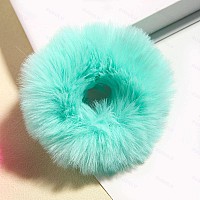 Fuzzy Furry Faux Rabbit Fur Hair Band Rope Wristband Ponytail Holder Hair Ring And Hair Accessories 12Pcs Colorful