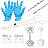 Qwalit Belly Button Piercing Kit Belly Piercing Kit Navel Piercing Kit Stainless Steel Butterfly