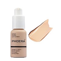 Phoera Foundation Flawless Soft Matte Liquid Foundation 24 Hr Oil Control Concealer Foundation Makeup 1 Pcs102 Nude