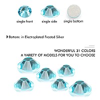 1440Pcs Aquamarine Crystal Rhinestonesglass Flatback Rhinestones Gemstones For Nail Face Makeup Art Crafts Clothes Decoration