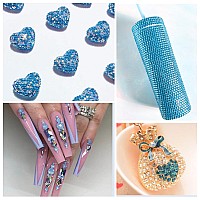 1440Pcs Aquamarine Crystal Rhinestonesglass Flatback Rhinestones Gemstones For Nail Face Makeup Art Crafts Clothes Decoration