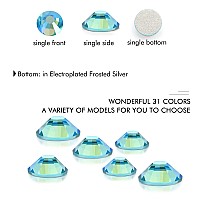 1440Pcs Aquamarine Ab Crystal Rhinestones,Glass Flatback Rhinestones Small Gemstones for Nail Face Makeup Art Crafts Clothes Decoration -(SS8,2.4mm,Aquamarine Ab)