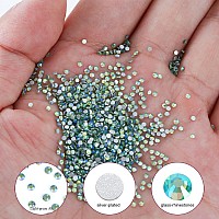 3000Pcs Light-green Ab Crystal Rhinestones,Glass Flatback Rhinestones Mini Gemstones for Nail Face Makeup Art Crafts Clothes Decoration-(SS4,1.6mm,Light-green Ab)