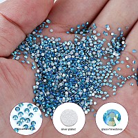 3000Pcs Aquamarine Ab Crystal Rhinestones,Glass Flatback Rhinestones Gemstones Mini for Nail Face Makeup Art Crafts Clothes Decoration -(SS6,2.0mm,Aquamarine Ab)