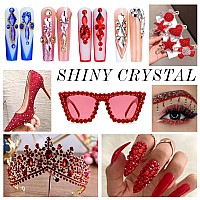 288Pcs Ruby Red Crystal Rhinestonesglass Flatback Rhinestones Gemstones For Nail Face Makeup Art Crafts Clothes Decoration Ss