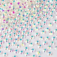 288Pcs Transparent Ab Crystal Rhinestonesglass Flatback Rhinestones Gemstones For Nail Face Makeup Art Crafts Clothes Decoratio