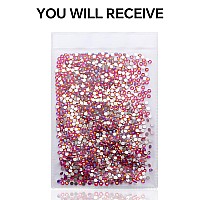 1440Pcs Red Ab Crystal Rhinestonesglass Flatback Rhinestones Small Gemstones For Nail Face Makeup Art Crafts Clothes Decoration