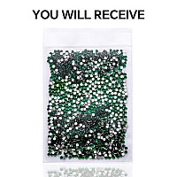 1440Pcs Dark Green Crystal Rhinestonesglass Flatback Rhinestones Gemstones For Nail Face Makeup Art Crafts Clothes Decoration