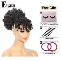 Fayasu Afro Puff Drawstring Ponytail With Kinky Curly Hair Clip In Bangs Short Ponytail Hair Extensions Updo Hairpieces For Blac