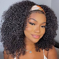 Isee Hair Afro Kinky Curly Headband Wig Human Hair 180 Density Afro Wigs For Black Women Natural Curls 10A Glueless Human Hair