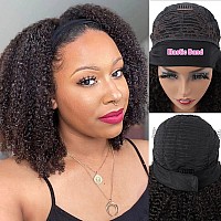 Isee Hair Afro Kinky Curly Headband Wig Human Hair 180 Density Afro Wigs For Black Women Natural Curls 10A Glueless Human Hair