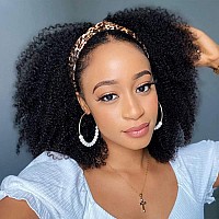 Isee Hair Afro Kinky Curly Headband Wig Human Hair 180 Density Afro Wigs For Black Women Natural Curls 10A Glueless Human Hair