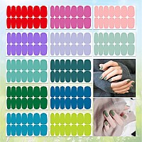 Danneasy 12 Sheets Solid Spring Nail Polish Strips Full Nail Wraps Self Adhesive Nail Polish Stickers For Women Girl Nail Art St