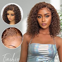 Ygqwd Short Chocolate Brown Curly Bob Lace Front Wigs With Baby Hair For Black Women Human Hair Pre Plucked 13X4 Lace Frontal Br