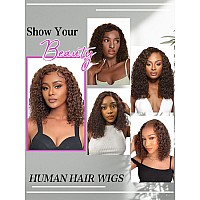 Ygqwd Short Chocolate Brown Curly Bob Lace Front Wigs With Baby Hair For Black Women Human Hair Pre Plucked 13X4 Lace Frontal Br