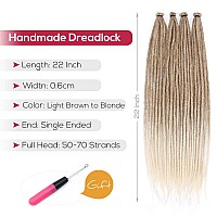 Kraler 22 20 Strands Brown To Blonde Dreadlock Extensions Thin 06Cm Width Synthetic Crochet Dreads Extensions 100 Handmade S