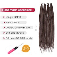 Kraler 22 Chocolate Brown Dreadlock Extensions Thin 06Cm Width Synthetic Crochet Dreads Extensions 100 Handmade Single Ende