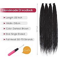 Kraler 22 Dark Brown Dreadlock Extensions Thin 06Cm Width Synthetic Crochet Dreads Extensions 100 Handmade Single Ended Drea