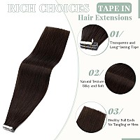 Rich Choices Tape In Hair Extensions Human Hair 40Pcs 100G Balayage Dark Brown 100 Remy Hair Extensions Real Human Hair Seamles