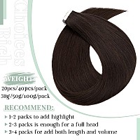 Rich Choices Tape In Hair Extensions Human Hair 40Pcs 100G Balayage Dark Brown 100 Remy Hair Extensions Real Human Hair Seamles