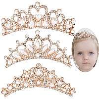 Anbala Small Tiara Crown With Hair Comb 3 Pack Mini Tiara Crown Princess Crystal Shiny Hair Accessories For 2 3 4 5 6 7 8 9 Yea