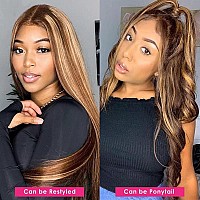 Aaliweya 427 Highlight 13X4 Hd Transparent Lace Front Wigs Human Hair Ombre Honey Blonde Body Wave Lace Frontal Wigs For Women