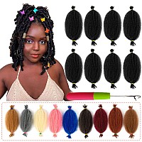 BATISI Marley Twist Braiding Hair 12 Inch Kinky Twist Hair Braiding Pre Separated Springy Afro Twist Hair Pre Fluffed Spring Twist Hair #1b Marley Hair Wrap Around Distressed Soft Faux Loc 8 Pack