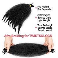 BATISI Marley Twist Braiding Hair 12 Inch Kinky Twist Hair Braiding Pre Separated Springy Afro Twist Hair Pre Fluffed Spring Twist Hair #1b Marley Hair Wrap Around Distressed Soft Faux Loc 8 Pack