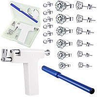 Stainless Steel Body Ear Piercing Tool Set Ear Nose Navel Piercing Machines With 12 Pairs Stainless Steel Stud Earrings For Salo