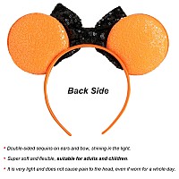 Chuangqi Mouse Ears Headband With Shiny Bow Doublesided Sequins Glitter Hair Band For Birthday Party Celebration Event Xc3