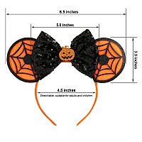 Chuangqi Mouse Ears Headband With Shiny Bow Doublesided Sequins Glitter Hair Band For Birthday Party Celebration Event Xc3