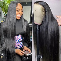 30 Inch Straight Human Hair Wigs for Black Women 13X4 Straight Lace Front Wigs Human Hair Pre Plucked 150% Density HD Lace Frontal Wigs Bleached Knots Glueless Brazilian Lace Front Human Hair Wigs Natural Color