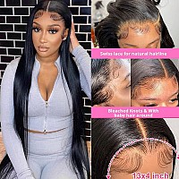 30 Inch Straight Human Hair Wigs for Black Women 13X4 Straight Lace Front Wigs Human Hair Pre Plucked 150% Density HD Lace Frontal Wigs Bleached Knots Glueless Brazilian Lace Front Human Hair Wigs Natural Color