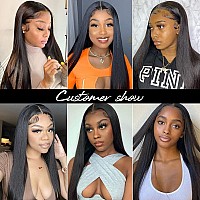 30 Inch Straight Human Hair Wigs for Black Women 13X4 Straight Lace Front Wigs Human Hair Pre Plucked 150% Density HD Lace Frontal Wigs Bleached Knots Glueless Brazilian Lace Front Human Hair Wigs Natural Color