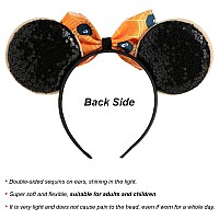 Chuangqi Mouse Ears Headband With Shiny Bow Doublesided Sequins Glitter Hair Band For Birthday Party Celebration Event Xc2