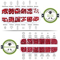 Nail Rhinestones 1560Pcs 25Mm Glass Red Round Flatback And Multi Shape Crystal Shine Diamonds For Diy Crafts Nail Art