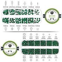 Nail Rhinestones 1560Pcs 25Mm Glass Dark Green Round Flatback And Multi Shape Crystal Shine Diamonds For Diy Crafts Nail Art