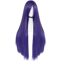 Anogol Hair Cap32Inch80Cm Long Purple Wig For Women Anime Cosplay Peluca Morada Larga Mujer Straight Wig For Halloween Costum