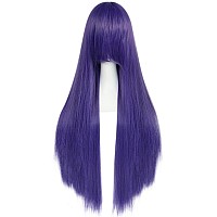 Anogol Hair Cap32Inch80Cm Long Purple Wig For Women Anime Cosplay Peluca Morada Larga Mujer Straight Wig For Halloween Costum