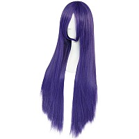 Anogol Hair Cap32Inch80Cm Long Purple Wig For Women Anime Cosplay Peluca Morada Larga Mujer Straight Wig For Halloween Costum