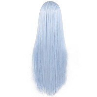 Anogol Hair Cap32Inch80Cm Long Silver Blue Wig For Women Cosplay Wig Peluca Azul Colored Wigs For Anime Cosplay Women Hallowe