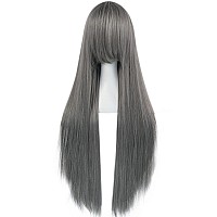 Anogol Hair Cap32Inch80Cm Grey Wig Peluca Gris For Women Anime Cosplay Long Grey Cosplay Wig For Halloween Costumes Long Str