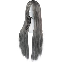 Anogol Hair Cap32Inch80Cm Grey Wig Peluca Gris For Women Anime Cosplay Long Grey Cosplay Wig For Halloween Costumes Long Str