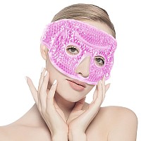 Conbella Ice Face Mask For Woman Man Hot Or Cold Gel Bead Ice Mask For Face With Eye Holes Soft Plush Backing Ice Gel Freeze