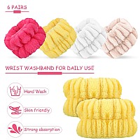 Chuangdi 4 Pairs Wrist Spa Wrist Bands For Washing Face Microfiber Wrist Wash Towel Band Scrunchies Absorbent Wrist Sweatband Fo